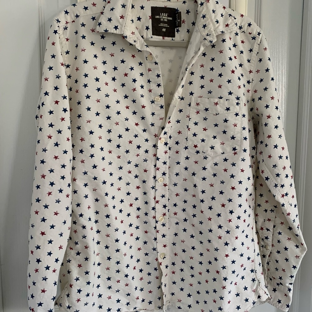 H&M mens long sleeve button down, EUC